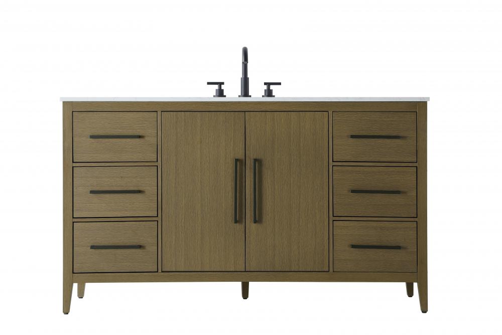 Vanity Cabinet 2Dr 6Dw 60x21.5x35 Chestnut Brown