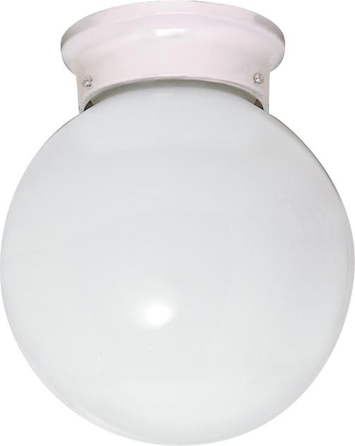 1-Light 6" Flush Mount Globe Ceiling Light in White Finish with White Glass and (1) 13W GU24
